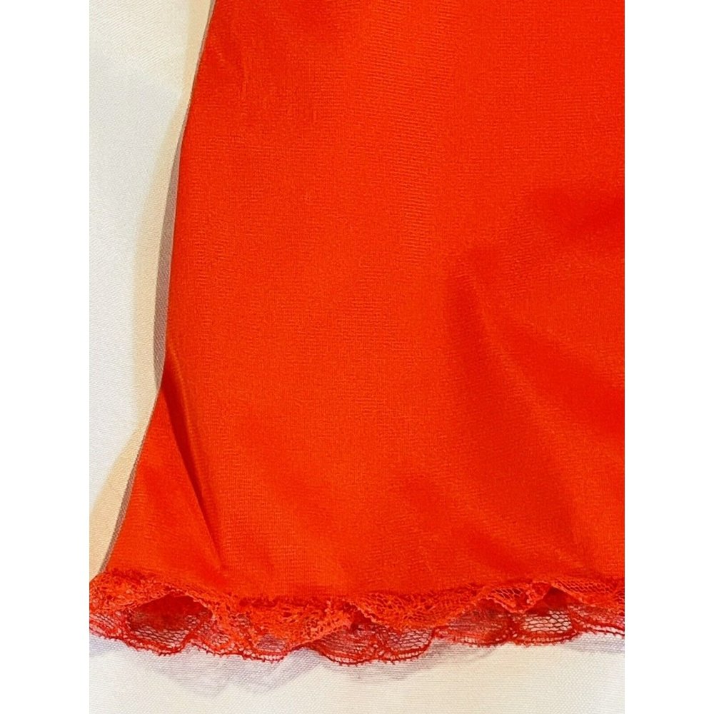 Vintage VANITY FAIR Short Slip Nightgown Orange Fuchsia Women’s 36 BF With Lace - Picture 4 of 9